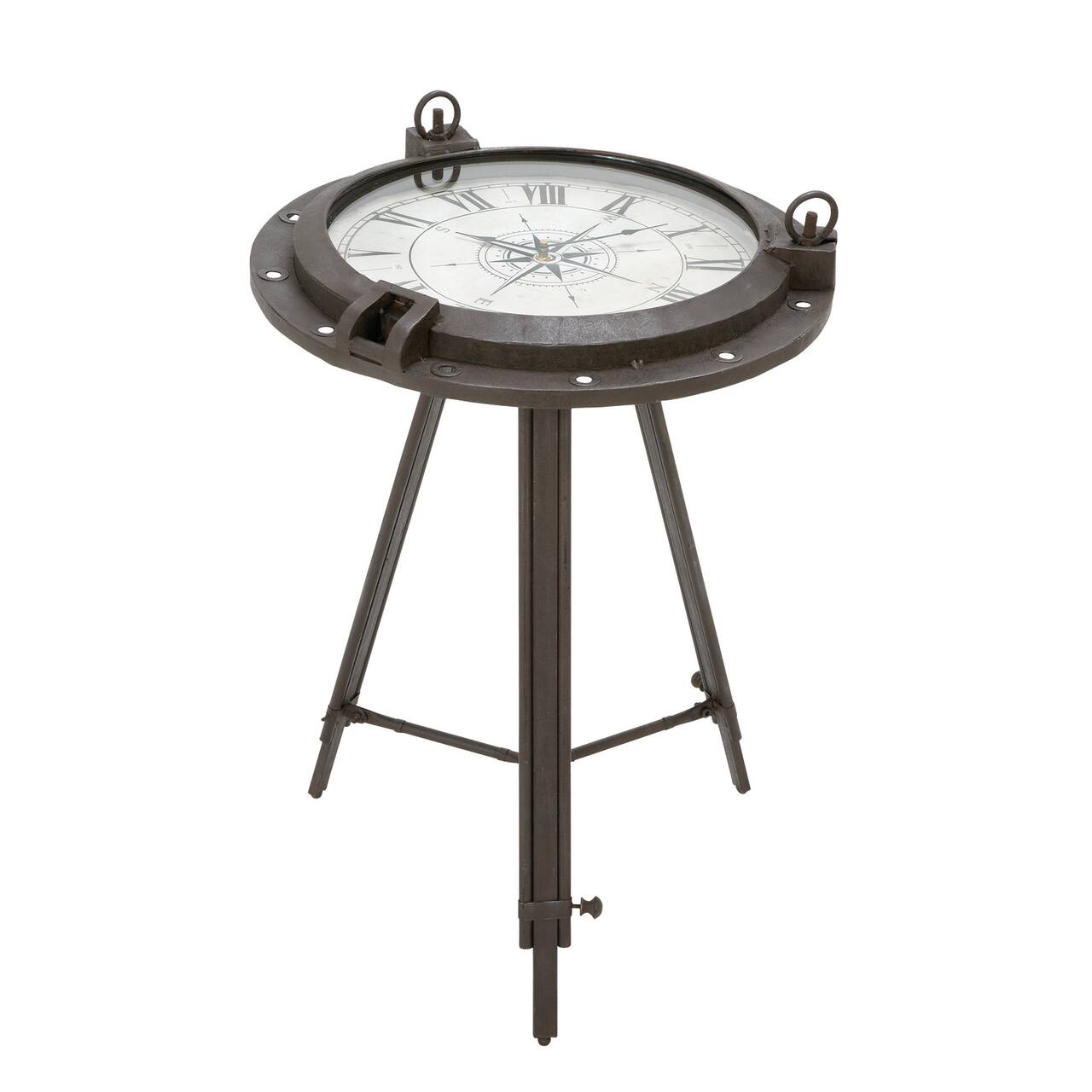24" Black Metal Industrial Standing Clock Accent